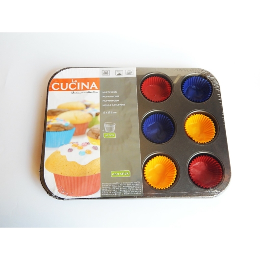 La Cucina muffin sütőforma 12 db-os 60 db színes muffin paírral